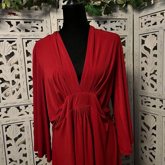 EUC Vintage Y2K Mixit Burgundy Dual Sided Wrap Dress - Picture 6 of 16